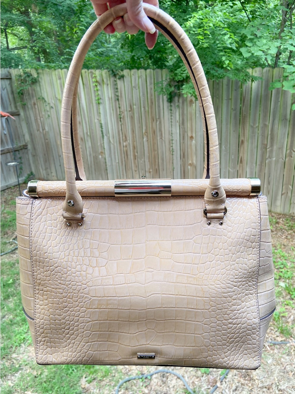 Kate Spade Knightsbridge Constance Satchel Croc Embossed Leather New Money Taupe